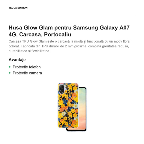 Husa Glow Glam pentru Samsung Galaxy A07 4G, Carcasa, Portocaliu [1]