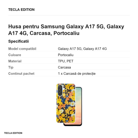 Husa Glow Glam pentru Samsung Galaxy A17 5G, Galaxy A17 4G, Carcasa, Portocaliu [2]