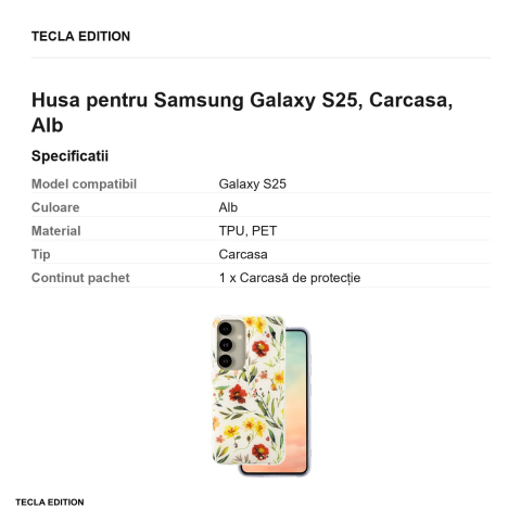 Husa Glow Glam pentru Samsung Galaxy S25, Carcasa, Alb [2]