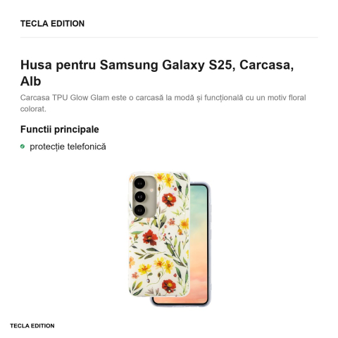 Husa Glow Glam pentru Samsung Galaxy S25, Carcasa, Alb [1]