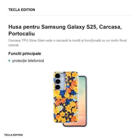 Husa Glow Glam pentru Samsung Galaxy S25, Carcasa, Portocaliu [1]
