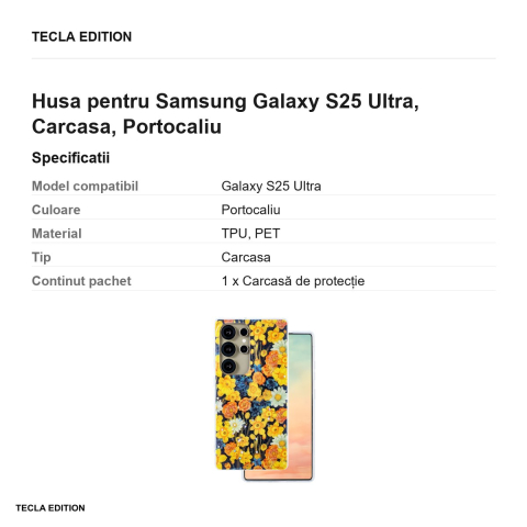 Husa Glow Glam pentru Samsung Galaxy S25 Ultra, Carcasa, Portocaliu [2]