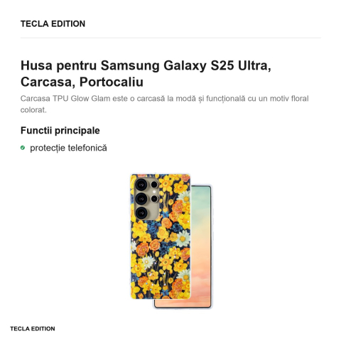 Husa Glow Glam pentru Samsung Galaxy S25 Ultra, Carcasa, Portocaliu [1]