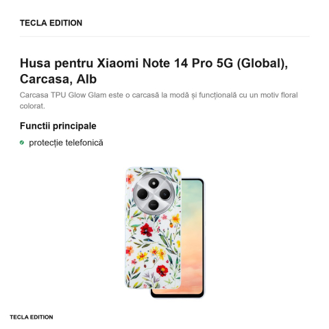 Husa Glow Glam pentru Xiaomi Note 14 Pro 5G (Global), Carcasa, Alb [1]