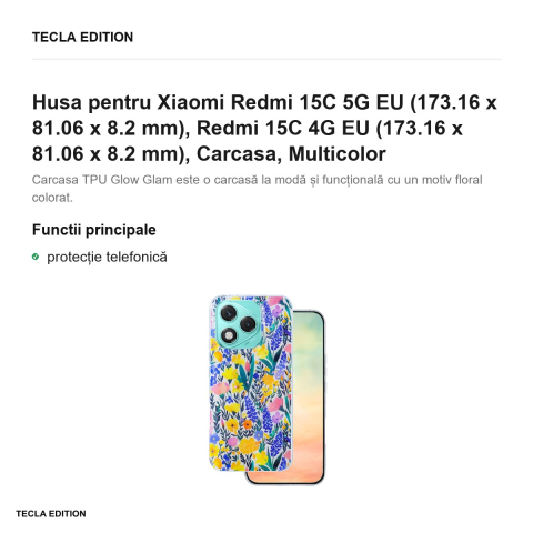 Husa Glow Glam rustic pentru Xiaomi Redmi 15C 5G EU, Redmi 15C 4G EU, Carcasa, Multicolor [1]