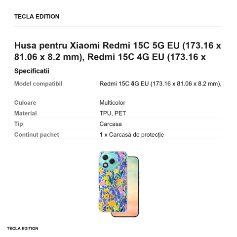 Husa Glow Glam rustic pentru Xiaomi Redmi 15C 5G EU, Redmi 15C 4G EU, Carcasa, Multicolor [2]