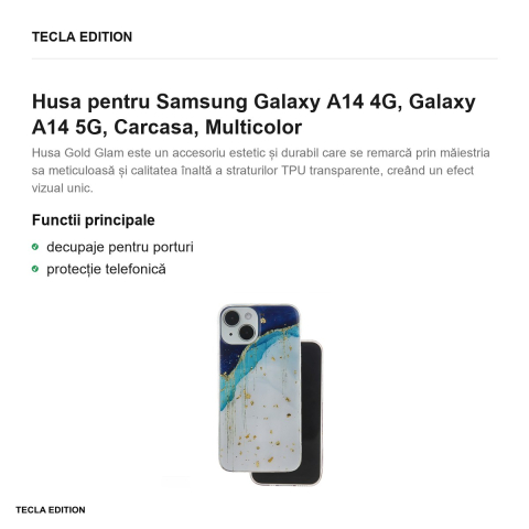 Husa Gold Glam iceberg pentru Samsung Galaxy A14 4G, Galaxy A14 5G, Carcasa, Multicolor [1]