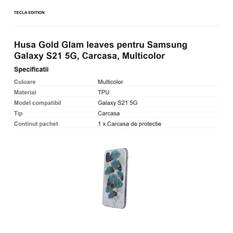 Husa Gold Glam leaves pentru Samsung Galaxy S21 5G, Carcasa, Multicolor [2]