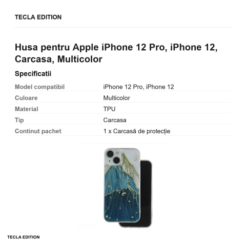 Husa Gold Glam mountain pentru Apple iPhone 12 Pro, iPhone 12, Carcasa, Multicolor [2]