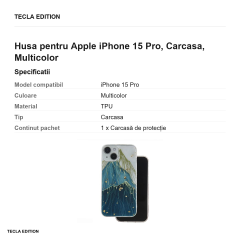 Husa Gold Glam mountain pentru Apple iPhone 15 Pro, Carcasa, Multicolor [2]