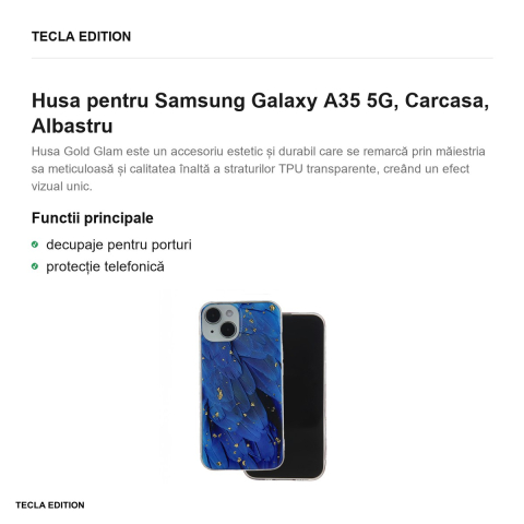 Husa Gold Glam pentru Samsung Galaxy A35 5G, Carcasa, Albastru [1]