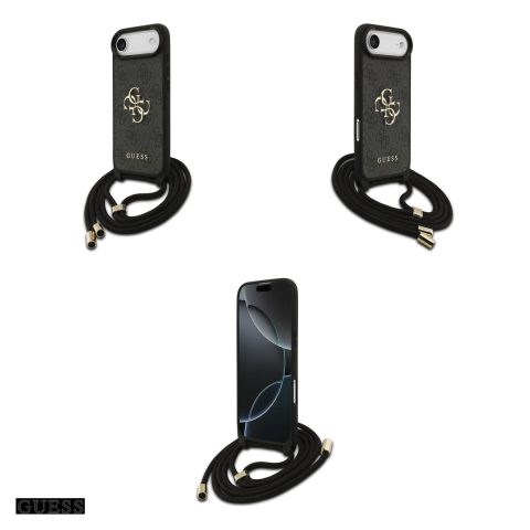 Husa Guess 4g Big Logo Cord Stap Crossbody pentru iPhone 17 Air, Carcasa, Negru [3]