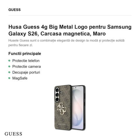 Husa Guess 4g Big Metal Logo pentru Samsung Galaxy S26, Carcasa magnetica, Maro [1]