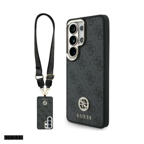 Huse si protectii pentru Samsung Galaxy S26 Ultra - Husa Guess 4g Big Rhinestone Triangle Strap pentru Samsung Galaxy S26 Ultra, Carcasa magnetica, Negru