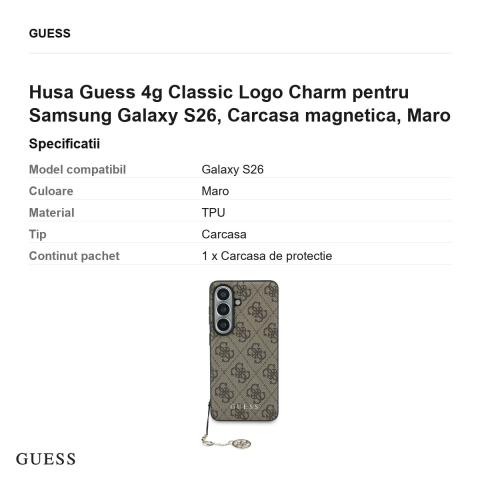 Husa Guess 4g Classic Logo Charm pentru Samsung Galaxy S26, Carcasa magnetica, Maro [2]