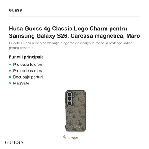 Husa Guess 4g Classic Logo Charm pentru Samsung Galaxy S26, Carcasa magnetica, Maro [1]