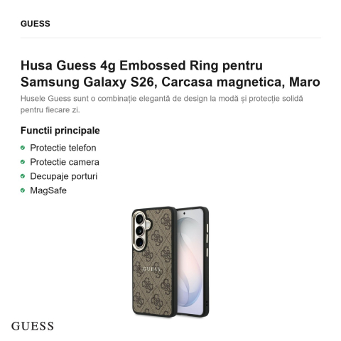 Husa Guess 4g Embossed Ring pentru Samsung Galaxy S26, Carcasa magnetica, Maro [1]