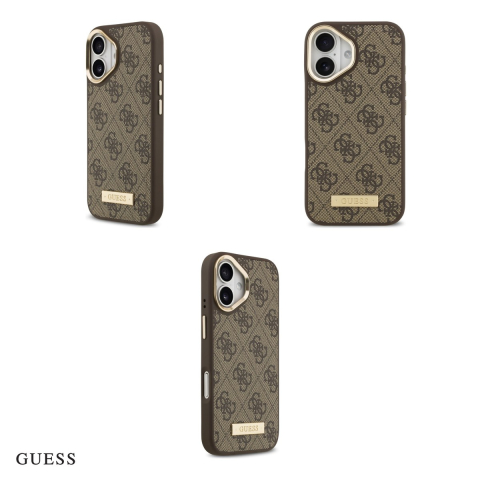 Husa Guess 4g Logo Plate pentru iPhone 17, Carcasa magnetica, Maro [3]