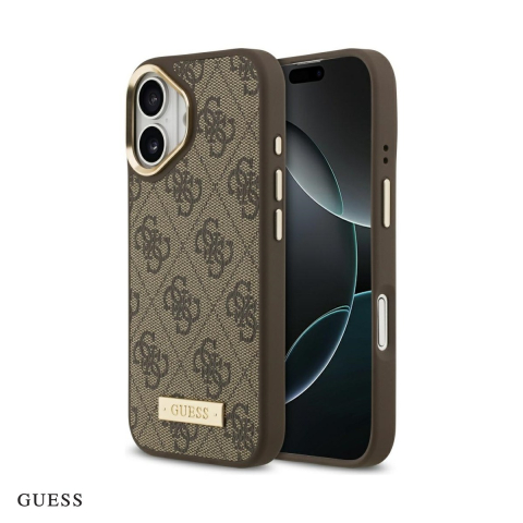 Huse si protectii smartphone - Husa Guess 4g Logo Plate pentru iPhone 17, Carcasa magnetica, Maro