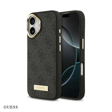 Huse si protectii smartphone - Husa Guess 4g Logo Plate pentru iPhone 17, Carcasa magnetica, Negru