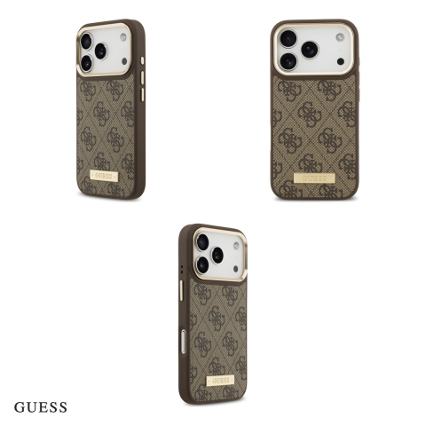 Husa Guess 4g Logo Plate pentru iPhone 17 Pro, Carcasa magnetica, Maro [3]