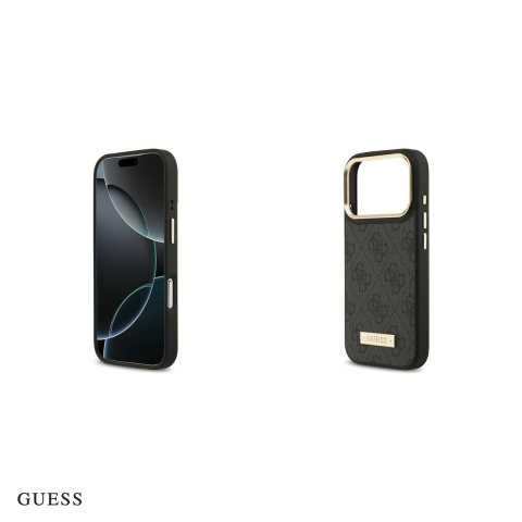 Husa Guess 4g Logo Plate pentru iPhone 17 Pro, Carcasa magnetica, Negru [4]