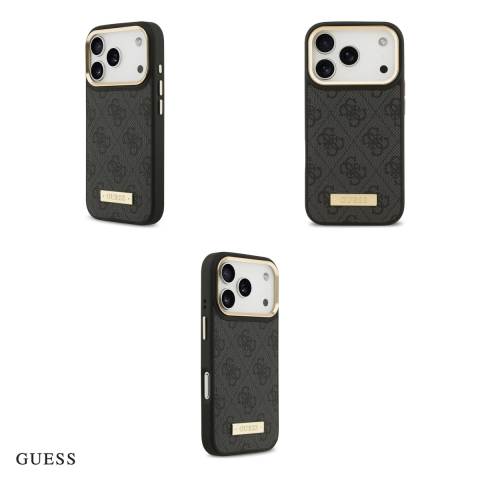 Husa Guess 4g Logo Plate pentru iPhone 17 Pro, Carcasa magnetica, Negru [3]