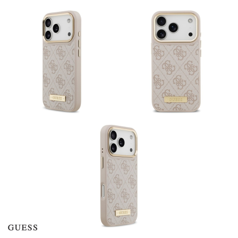 Husa Guess 4g Logo Plate pentru iPhone 17 Pro, Carcasa magnetica, Roz [3]