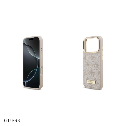 Husa Guess 4g Logo Plate pentru iPhone 17 Pro, Carcasa magnetica, Roz [4]