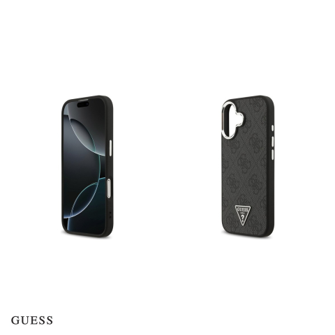 Husa Guess 4g PU Leather Triangle Logo pentru iPhone 17, Carcasa magnetica, Negru [4]