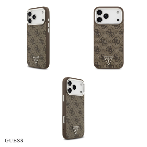 Husa Guess 4g PU Leather Triangle Logo pentru iPhone 17 Pro Max, Carcasa magnetica, Maro [3]