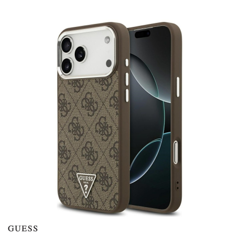 Huse si protectii smartphone - Husa Guess 4g PU Leather Triangle Logo pentru iPhone 17 Pro Max, Carcasa magnetica, Maro