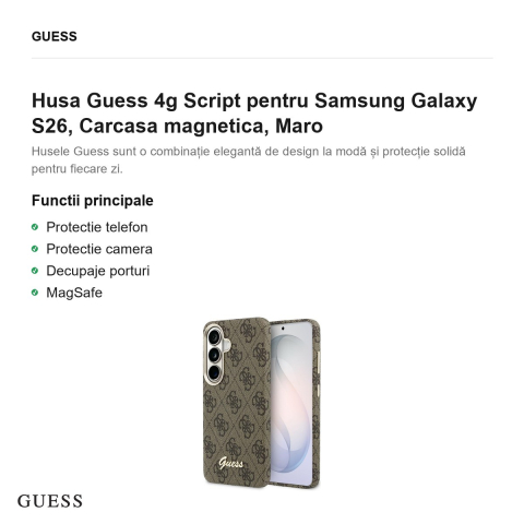 Husa Guess 4g Script pentru Samsung Galaxy S26, Carcasa magnetica, Maro [1]
