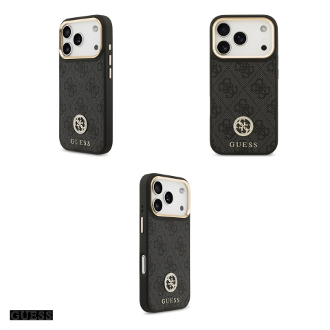 Husa Guess 4g Strass Logo & Big Strap Metal pentru iPhone 17 Pro, Carcasa magnetica, Negru [3]