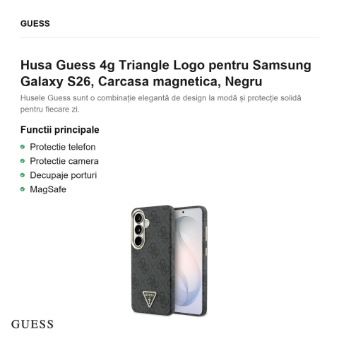 Husa Guess 4g Triangle Logo pentru Samsung Galaxy S26, Carcasa magnetica, Negru [1]