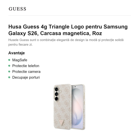 Husa Guess 4g Triangle Logo pentru Samsung Galaxy S26, Carcasa magnetica, Roz [1]