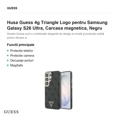 Husa Guess 4g Triangle Logo pentru Samsung Galaxy S26 Ultra, Carcasa magnetica, Negru [1]