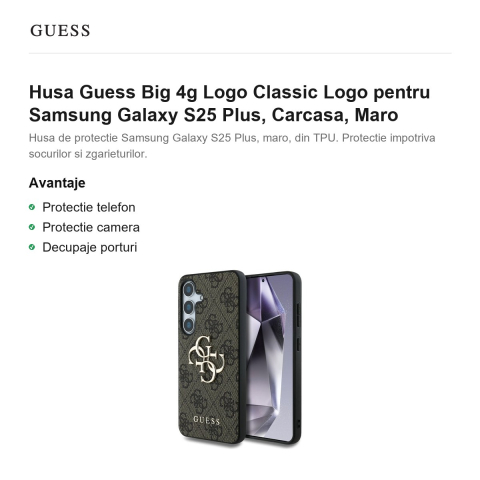 Husa Guess Big 4g Logo Classic Logo pentru Samsung Galaxy S25 Plus, Carcasa, Maro [1]