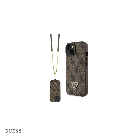 Huse si protectii smartphone - Husa Guess Crossbody Metal Logo pentru iPhone 15 Plus, Carcasa, Maro