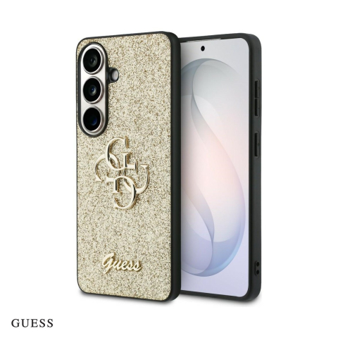 Huse si protectii pentru Samsung Galaxy S26 - Husa Guess Fixed Glitter Big 4g Metal Logo pentru Samsung Galaxy S26, Carcasa magnetica, Auriu