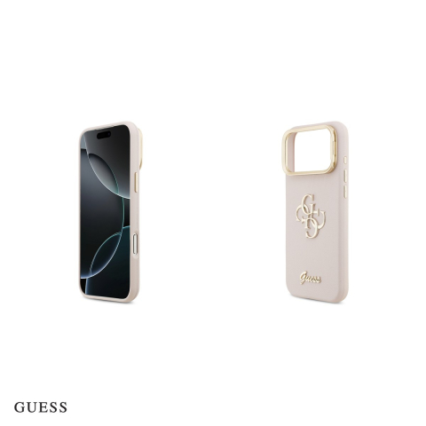 Husa Guess Grained Big 4g & Stand Camera pentru iPhone 17 Pro Max, Carcasa, Roz [4]