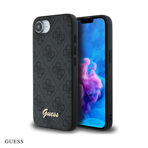 Huse si protectii smartphone - Husa Guess Hc 4g PU Script Logo pentru iPhone 16e, Carcasa magnetica, Negru