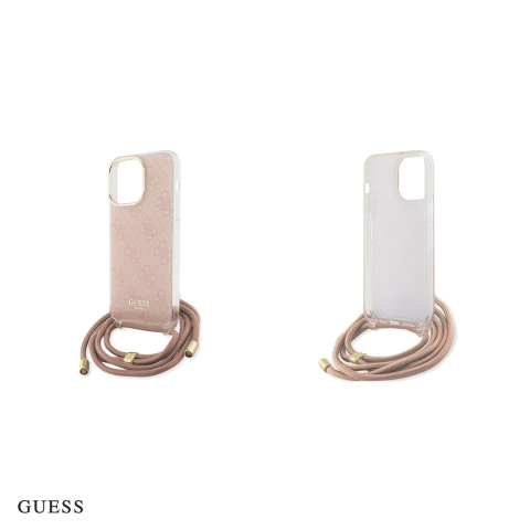 Husa Guess Hc Crossbody Cord Print pentru iPhone 15 Pro, Carcasa, Roz [4]