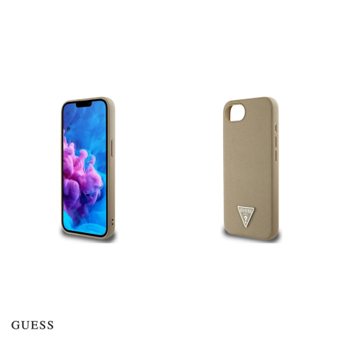Husa Guess Hc Grained PU Triangle Logo pentru iPhone 16e, Carcasa magnetica, Maro [4]