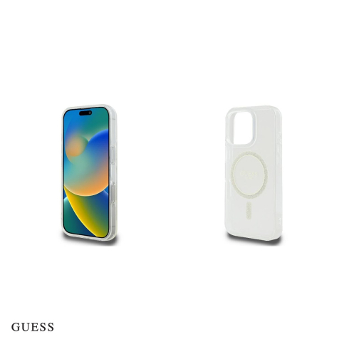 Husa Guess Hc Iml Glitter Circle pentru iPhone 16 Pro, Carcasa magnetica, Transparent [4]