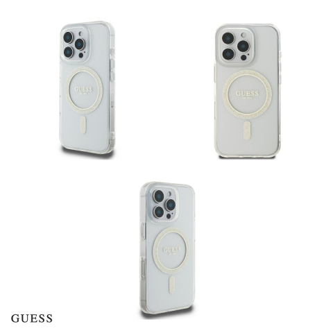 Husa Guess Hc Iml Glitter Circle pentru iPhone 16 Pro, Carcasa magnetica, Transparent [3]