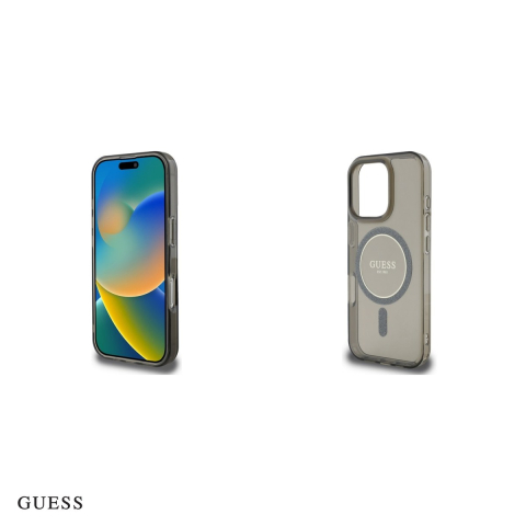 Husa Guess Hc Iml Glitter Circle pentru iPhone 16 Pro Max, Carcasa magnetica, Negru [4]