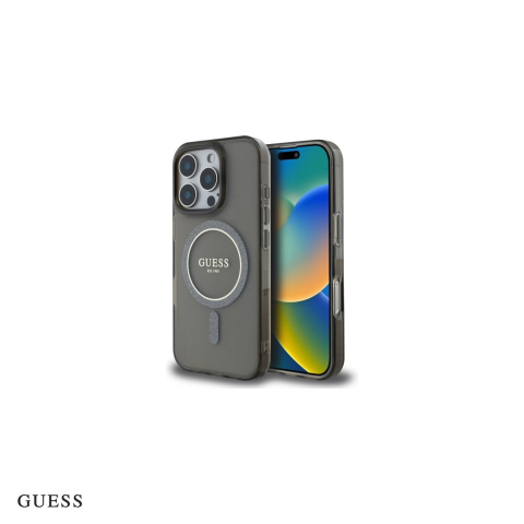 Huse si protectii smartphone - Husa Guess Hc Iml Glitter Circle pentru iPhone 16 Pro Max, Carcasa magnetica, Negru