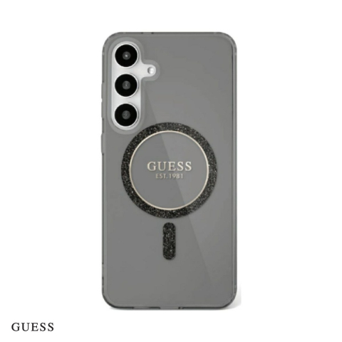 Huse si protectii pentru Samsung Galaxy S25 - Husa Guess Hc Magnetic Iml Glitter Circle pentru Samsung Galaxy S25, Carcasa, Negru