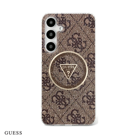 Huse si protectii smartphone - Husa Guess Hc Magnetic Iml Metal Glitter 4g pentru Samsung Galaxy S25, Carcasa, Maro
